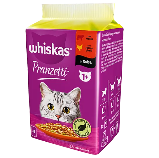 Whiskas pranzetti carne e verdure 6 x 50 gr