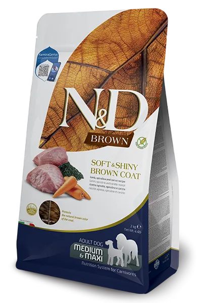 N&d cane brown agnello carota e spirulina adult medio maxi 7 kg