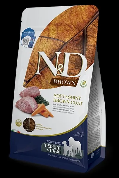 N&d cane brown agnello carota e spirulina adult medio maxi 2 kg
