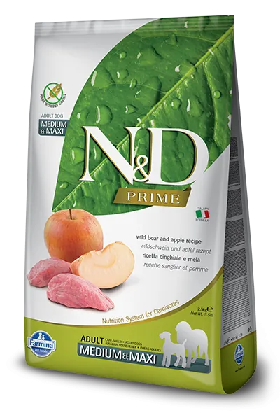 N&d cane prime cinghiale e mela adult medio maxi 12 kg