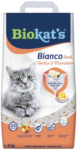 Lettiera biokat's bianco fresh vaniglia&mandarino 5 kg