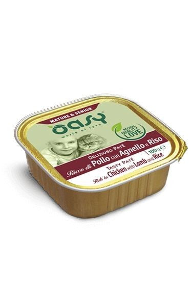 Oasy cat mature senior pollo e agnello vaschetta 100 gr