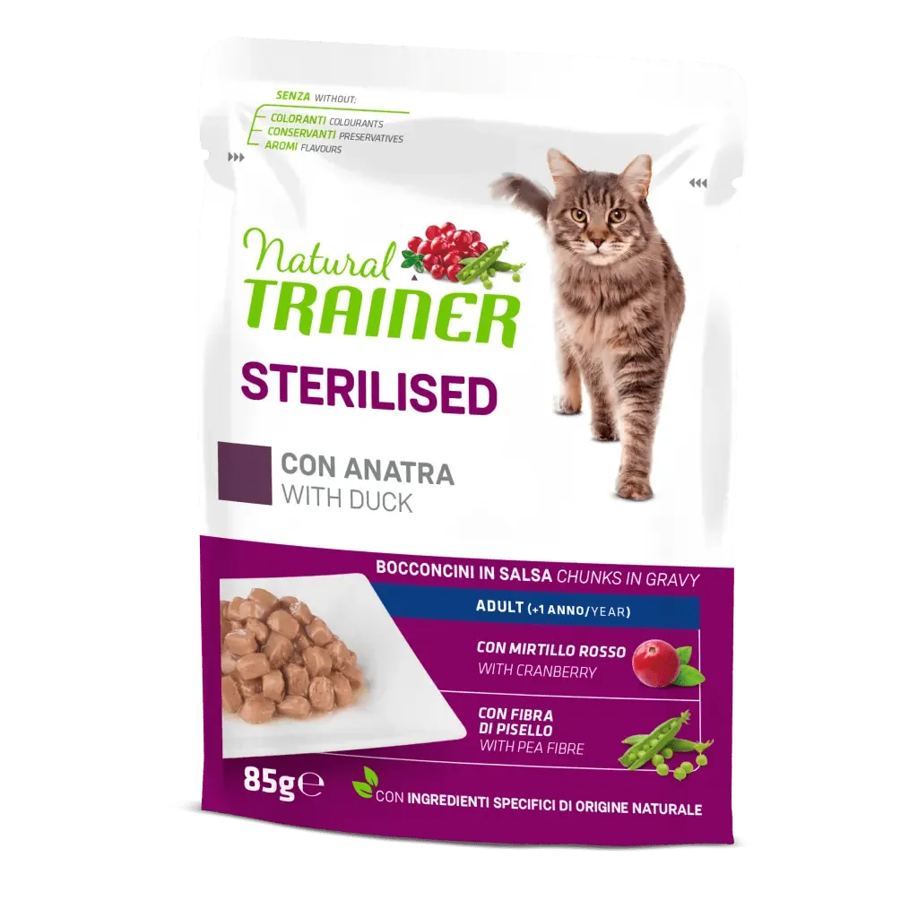 Trainer natural cat sterilized anatra bustina 85 gr