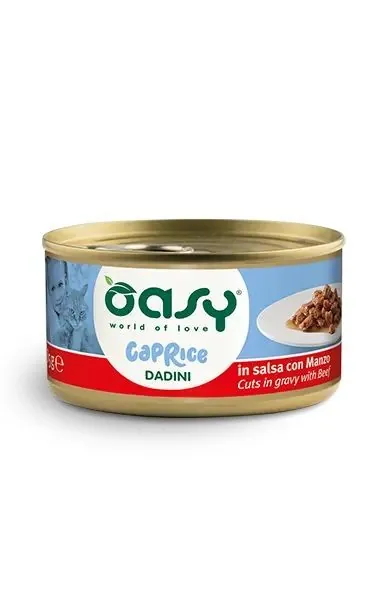 Oasy cat caprice dadini manzo lattina 85 gr