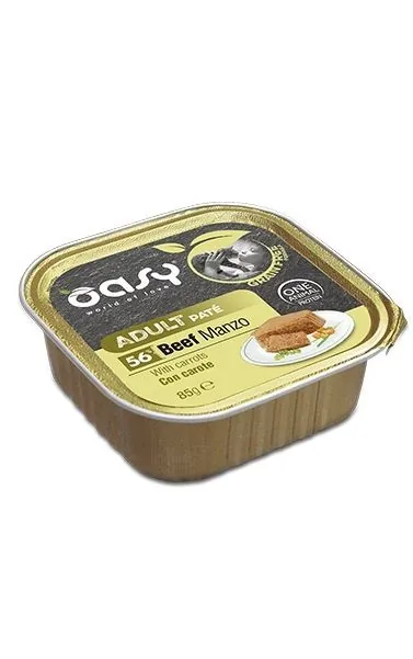 Oasy cat grain free adult manzo e carote vaschetta 85 gr