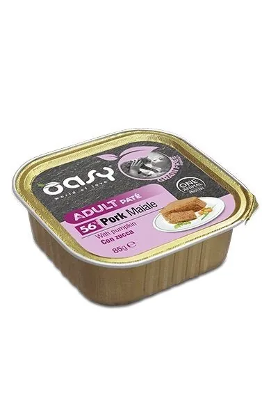 Oasy cat grain free adult maiale e zucca vaschetta 85 gr