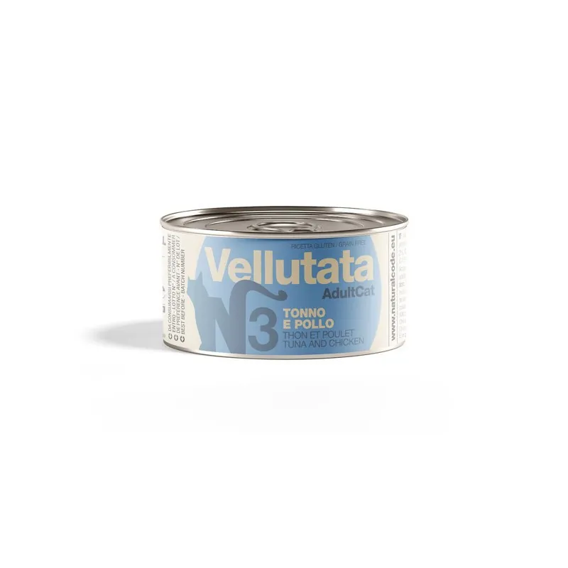 Natural code gatto vellutata tonno e pollo lattina 85 gr
