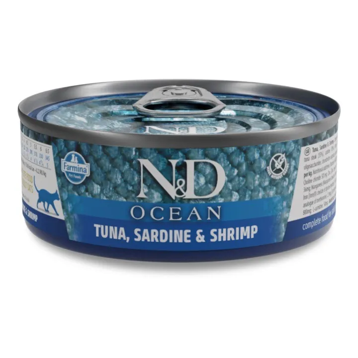 Nd cat ocean tonno sardine e gamberetti 70 gr
