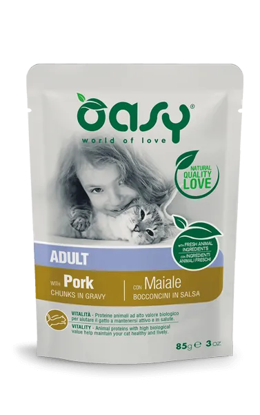 Oasy cat bocconcini maiale bustina 85 gr