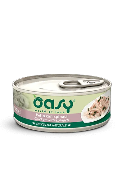 Oasy cat pollo e spinaci lattina 150 gr