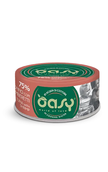 Oasy cat more love tonno e gamberetti lattina 70 gr