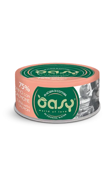 Oasy cat more love tonno e salmone lattina 70 gr