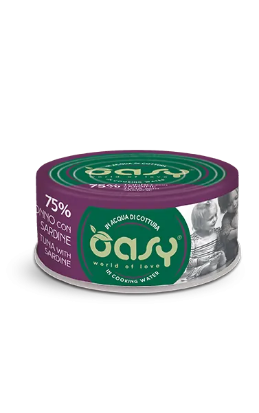 Oasy cat more love tonno e sardine lattina 70 gr