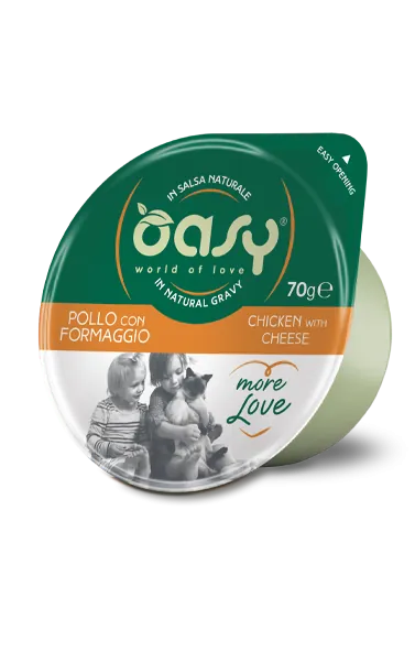 Oasy cat more love pollo e formaggio cup 70 gr