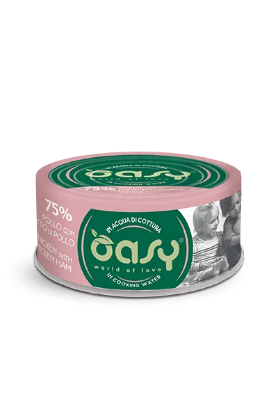 Oasy cat more love pollo e prosciutto lattina 70 gr