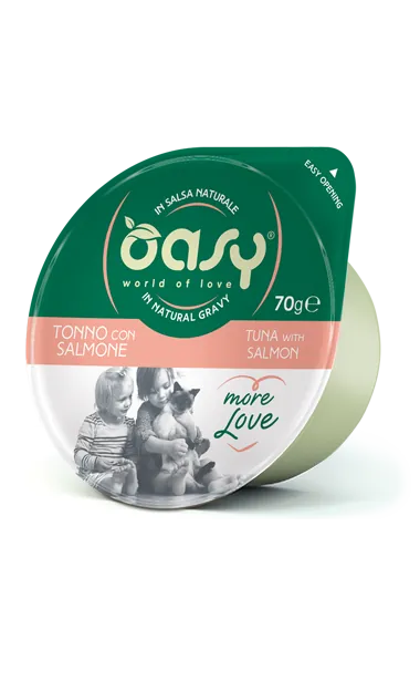Oasy cat more love tonno e salmone cup 70 gr