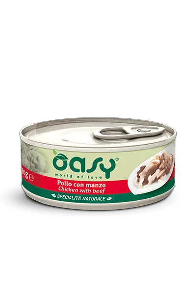 Oasy cat pollo e manzo lattina 150 gr