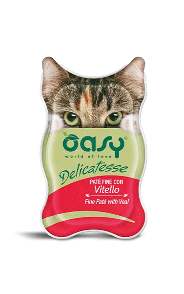 Oasy cat delicatesse pate' vitello vaschetta 85 gr