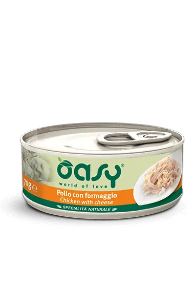 Oasy cat pollo e formaggio lattina 150 gr