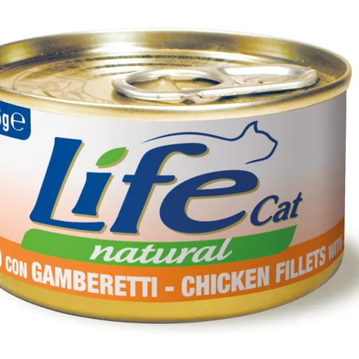 Life cat pollo e gamberetti lattina 85 gr