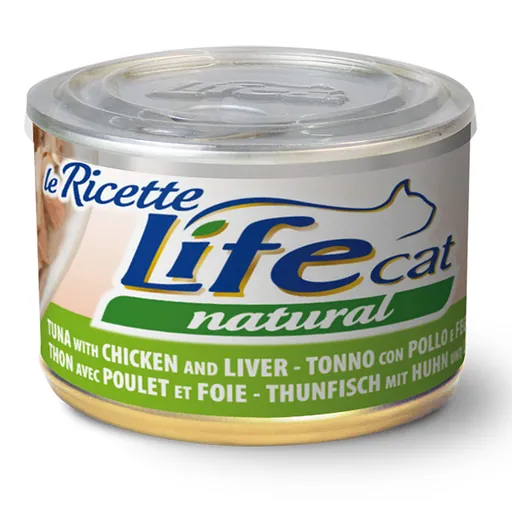 Life cat tonno pollo e fegatini lattina 150 gr