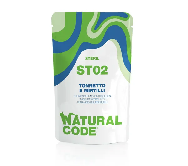 Natural code gatto sterilized tonnetto e mirtilli bustina 70 gr