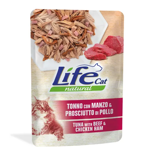 Life cat tonno manzo e prosciutto bustina 70 gr