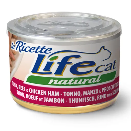 Life cat tonno manzo e prosciutto lattina 150 gr