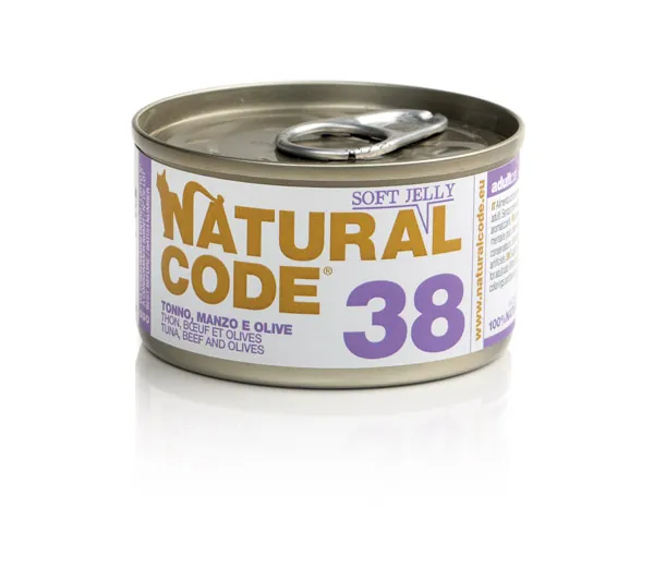 Natural code gatto tonno manzo e olive lattina 85 gr