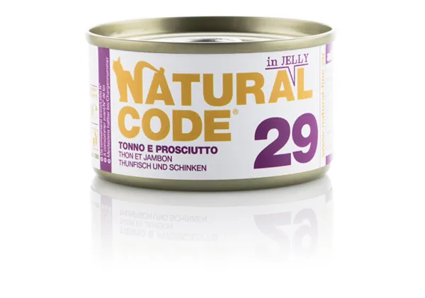 Natural code gatto tonno e prosciutto jelly lattina 85 gr