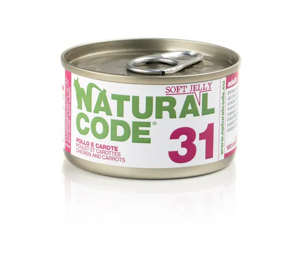 Natural code gatto pollo e carote jelly lattina 85 gr