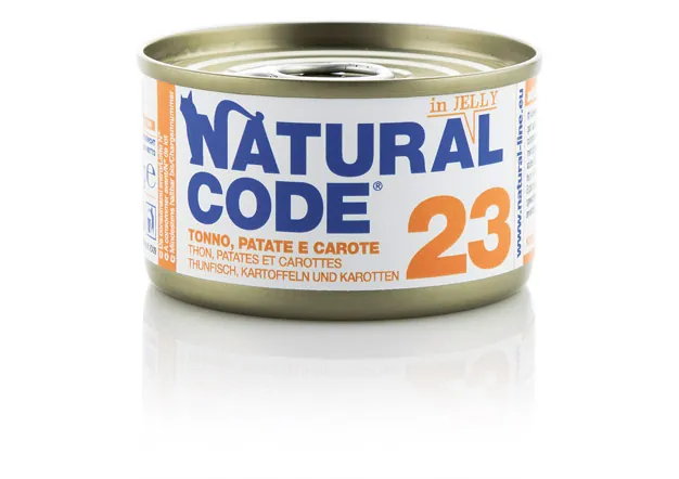 Natural code gatto tonno patate e carote jelly lattina 85 gr