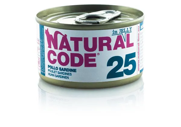 Natural code gatto pollo e sardine jelly lattina 85 gr