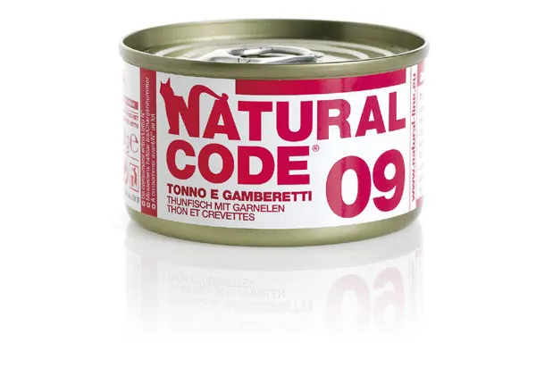 Natural code gatto tonno e gamberetti lattina 85 gr