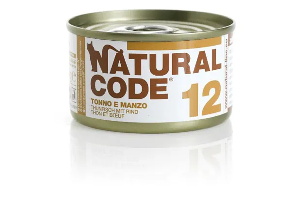 Natural code gatto tonno e manzo lattina 85 gr