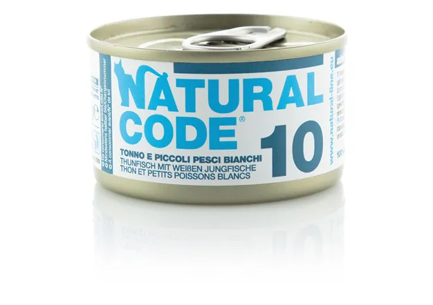 Natural code gatto tonnetto e pesci bianchi lattina 85 gr