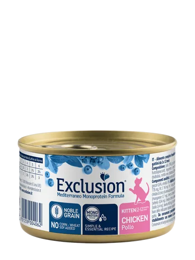 Exclusion cat mediterraneo kitten pollo lattina 85 gr