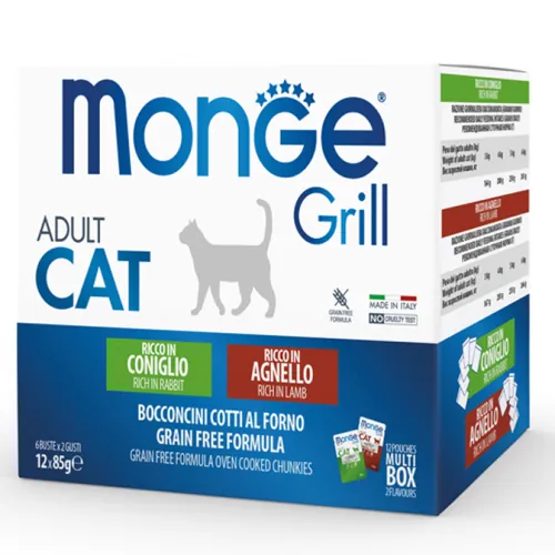 Grill cat adult mix coniglio e agnello 12 x bustina 85 gr