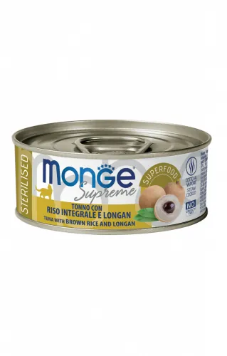 Monge supreme sterilized tonno riso e longan lattina 80 gr
