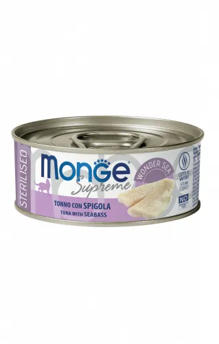 Monge supreme sterilized tonno e spigola lattina 80 gr