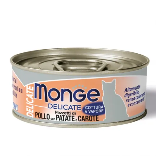 Monge cat delicate pollo patate e carote lattina 80 gr