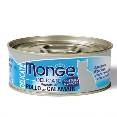 Monge cat delicate pollo e calamari lattina 80 gr