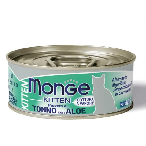 Monge cat jelly kitten pezetti di tonno e aloe lattina 80 gr