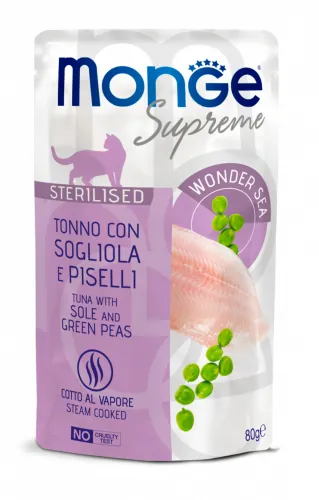 Monge supreme sterilized tonno sogliola e piselli bustina 80 gr