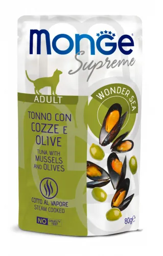 Monge supreme tonno cozze e olive bustina 80 gr