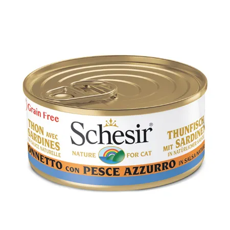 Schesir gatto tonnetto e pesce azzurro in brodo lattina 70 gr
