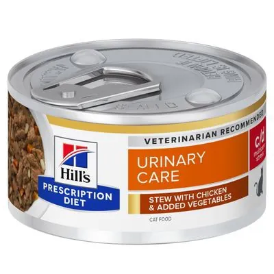 Hills gatto c/d urinary stress pollo e verdure stew lattina 82 gr