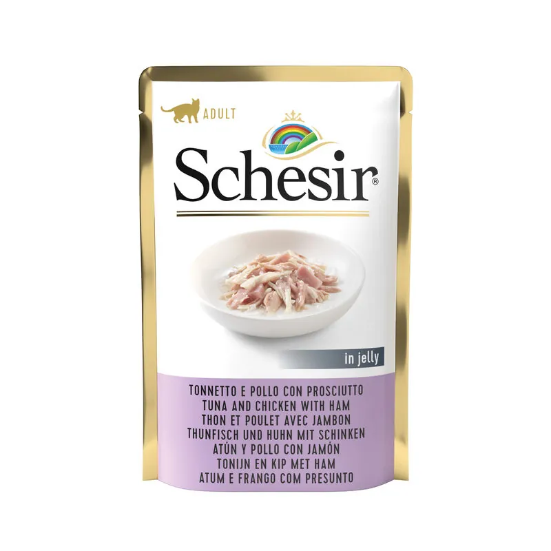 Schesir gatto tonnetto pollo e prosciutto jelly bustina 85 gr