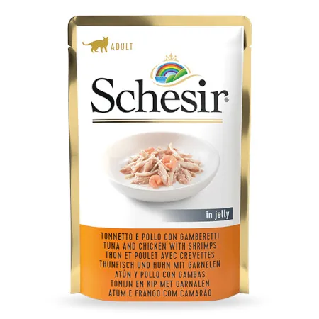Schesir gatto tonnetto pollo e gamberi jelly bustina 85 gr