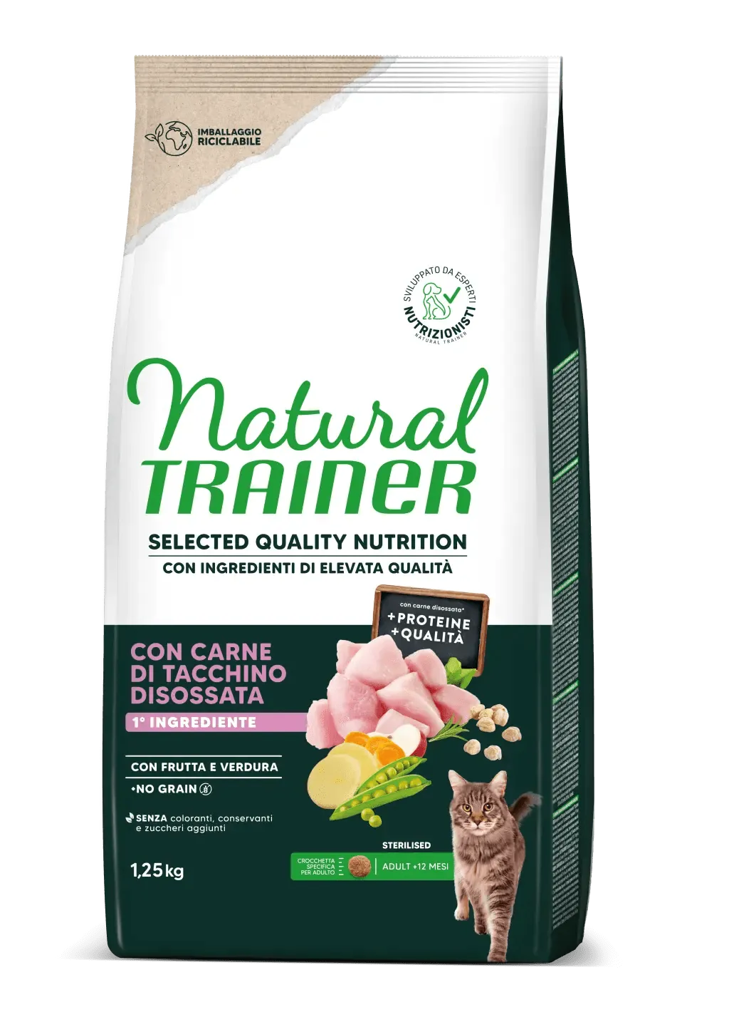 Trainer natural selected cat sterilized no grain tacchino 1,25 kg